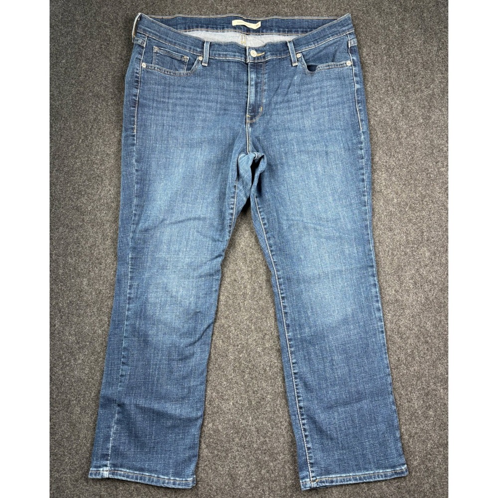 Levis Classic Straight Jeans Womens 18W Medium Wash Blue Denim Stretch Mid Rise